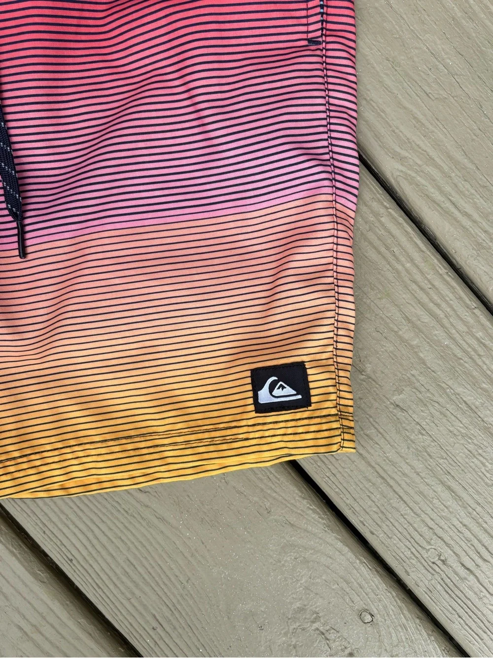 QUICKSILVER Blue, Pink & Yellow Ombre Stripe Board-shorts, Size: S